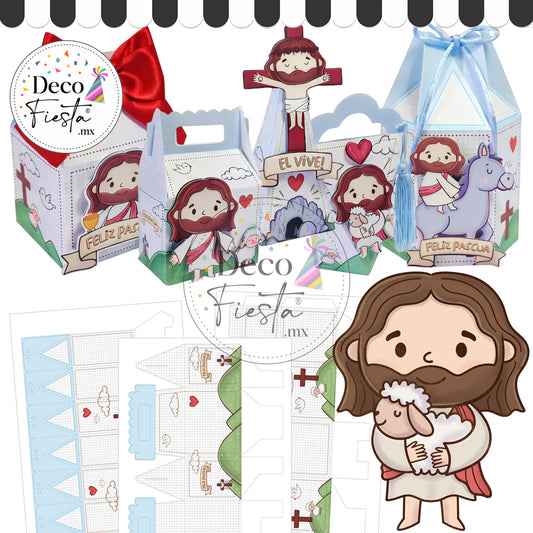 Kit 5 Plantillas Cajitas Dulceras Pascua Cuaresma Cristiana / Católica PDF Imprimble